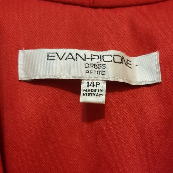 EVAN PICONE RED RUFFLED DRESS SZ 14P SLEEVELESS - Picture 7 of 8